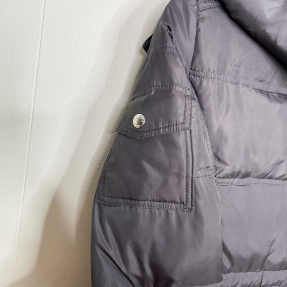 Michael Michael Kors Quilted Parka Jacket XSmall XS Hooded Charcoal Gray Womens - Picture 8 of 11